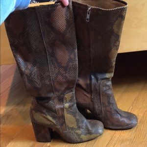Free People Snakeskin Heeled Boots
